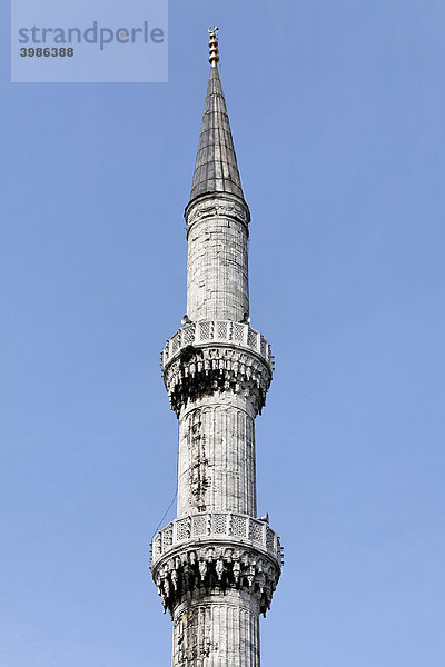 Minarett  Blaue Moschee  Sultan Ahmet Camii  Sultanahmet  Istanbul  Türkei