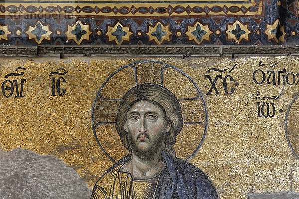 Christusfigur  Ausschnitt  Deesismosaik in der Südempore  Hagia Sophia  Aya Sofya  Sultanahmet  Istanbul  Türkei