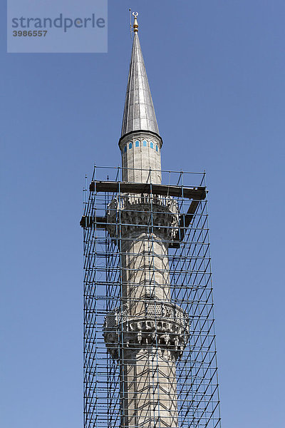 Eingerüstetetes Minarett  Renovierung  Süleymaniye-Moschee  Istanbul  Türkei