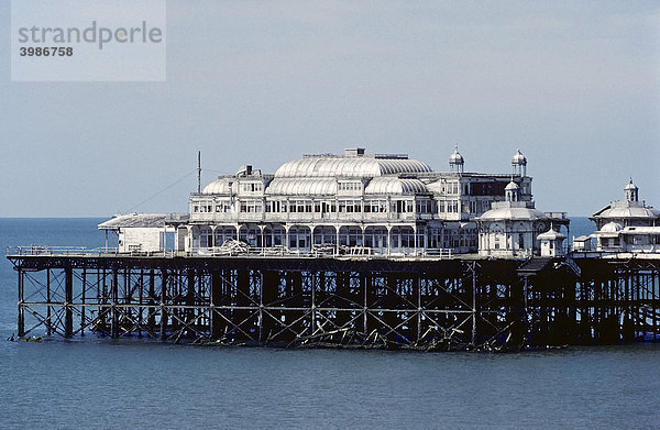 Historischer West-Pier  verfallener Zustand 1991  Brighton  Sussex  England  Großbritannien  Europa
