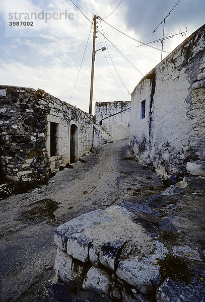Alte steinige Gasse im Dorf Schisma bei Elounta  Elounda  Kreta  Griechenland  Europa