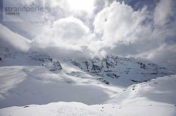 Schneelandschaft  Bergpanorama  St. Moritz  Graubünden  Schweiz  Europa