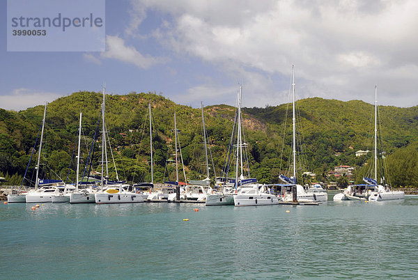 Segeljachten im Hafen von Baie Ste. Anne  Insel Praslin  Seychellen  Afrika  Indischer Ozean