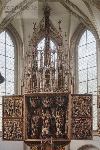 Gotischer Schnitzaltar aus Lindenholz  Pfarrkirche St. Wolfgnag  Kefermarkt  Mühlviertel  Oberösterreich  Österreich  Europa