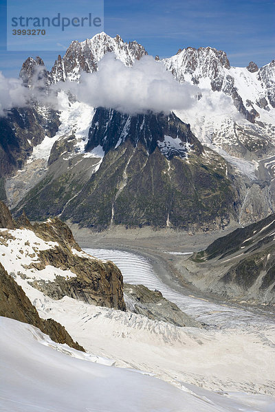 Mer de Glace  VallÈe Blanche  Chamonix  Mont Blanc-Massiv  Alpen  Frankreich  Europa