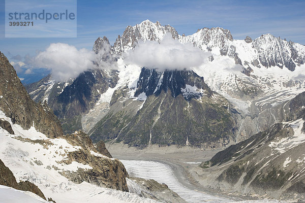 Mer de Glace  VallÈe Blanche  Chamonix  Mont Blanc-Massiv  Alpen  Frankreich  Europa