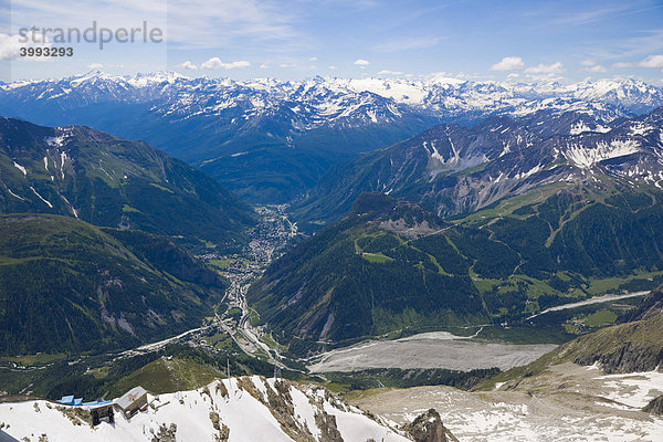 Aosta-Tal  Valle d'Aosta  Val Ferret  Val Veny  Brenva Gletscher von Rifugio Torino  Funivie Monte Bianco  Mont-Blanc-Seilbahn  Alpen  Italien  Europa