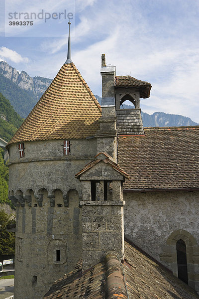 Chateau de Chillon  Schloss Chillon  Genfer See  Veytaux  Schweiz  Europa