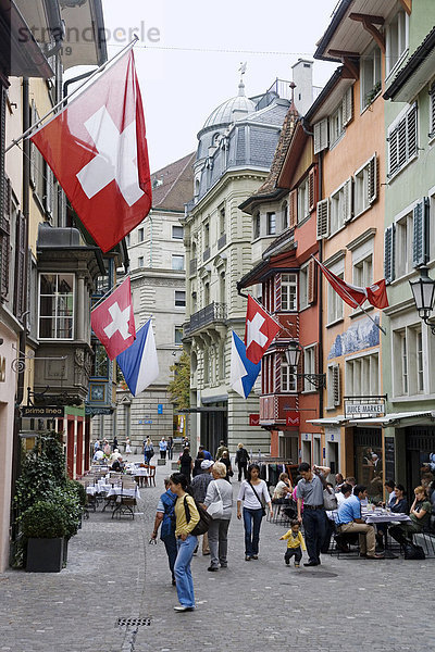 Augustiner-Gasse in der Altstadt Zürich  Schweiz  Europa