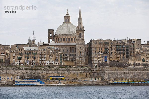 Blick auf St Pauls Kirche  Valletta  Malta  Europa