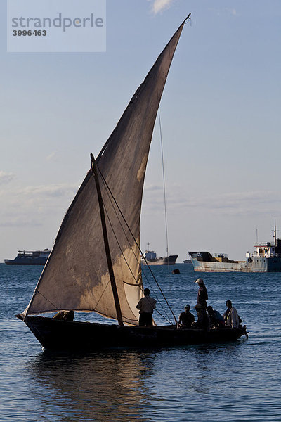 Arabische Dau  Dhau  an der Küste vor Stonetown  Sansibar  Tansania  Afrika