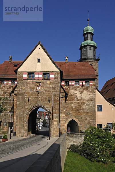 Das alte Nürnberger Tor  Lauf an der Pegnitz  Mittelfranken  Bayern  Deutschland  Europa
