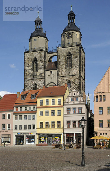 Marktplatz mit Stadtkirche  Lutherstadt Wittenberg  Sachsen-Anhalt  Deutschland  Europa