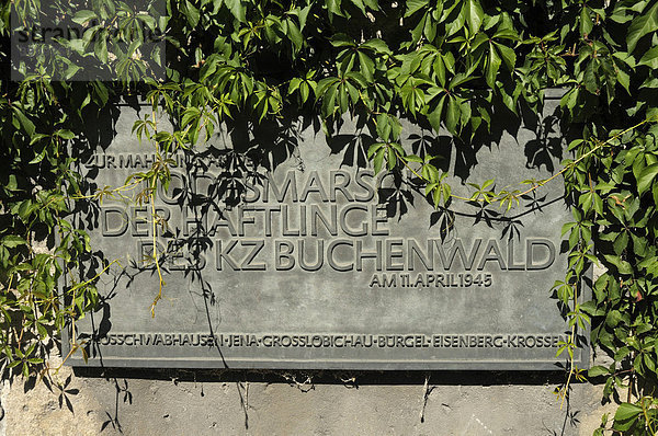 Gedenktafel an die Opfer des Todesmarsches des KZ Buchenwald  Jena  Freistaat Thüringen  Deutschland  Europa