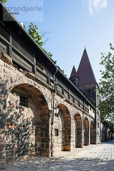 Spittlertormauer  Stadtmauer  Innenseite  Turm  Altstadt  Nürnberg  Mittelfranken  Franken  Bayern  Deutschland  Europa