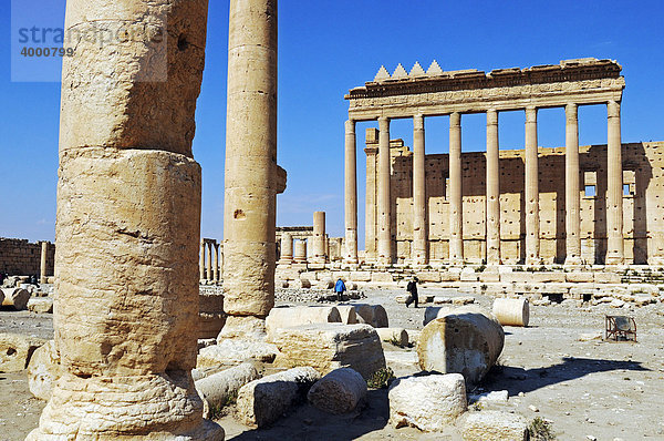 Tempel des Baal  Aglibol  Yarhibol  in den Ruinen der Ausgrabungsstätte Palmyra  Tadmur  Syrien  Asien