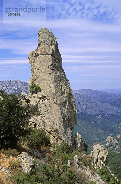 Felsformation  Supramonte und Gennergentu Gebirge bei Dorgali  Sardinien  Italien  Europa