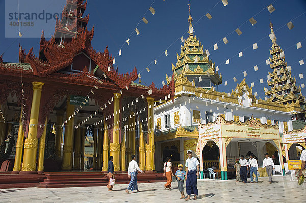 Shwedagon Pagode  buddhistischer Tempel  Rangun  Yangon  Burma  Birma  Myanmar  Asien