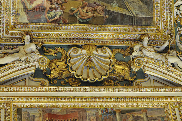 Decke  Galerie der Landkarten  Vatikanische Museen  Altstadt  Vatikanstadt  Italien  Europa
