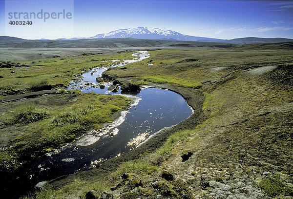 Kleiner Bach vor dem Vulkan Hekla  Island  Europa