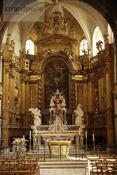 Altar im reich dekorierten Innenraum der barocken Stiftskirche Notre-Dame-des-Anges in Ile sur la Sorgue  Provence  Frankreich  Europa