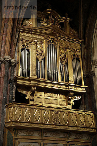 Kirchenorgel der barocken Stiftskirche Notre-Dame-des-Anges in Ile sur la Sorgue  Provence  Frankreich  Europa