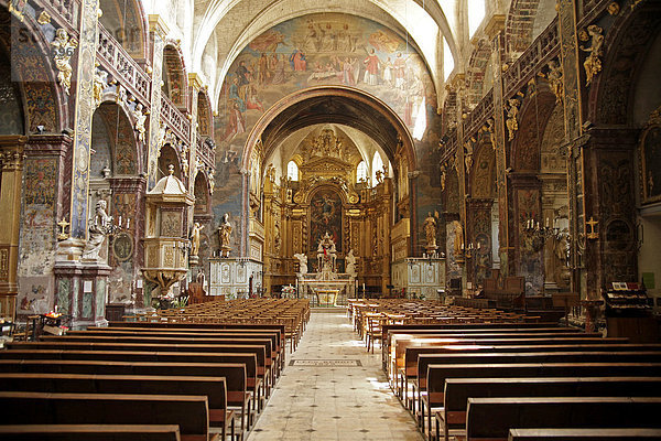 Innenraum der barocken Stiftskirche Notre-Dame-des-Anges in Ile sur la Sorgue  Provence  Frankreich  Europa