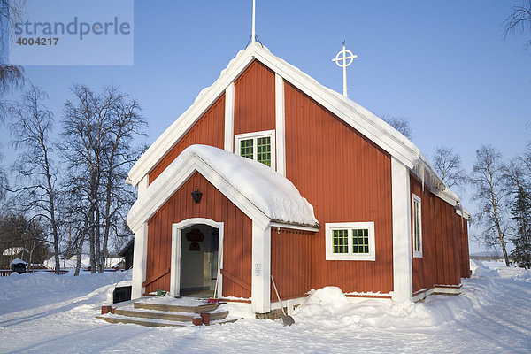 Die Kirche von Jukkasjärvi in Lappland  Nord-Schweden  Schweden