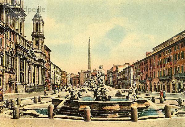 Historisches Foto um 1930  Mohrenbrunnen  Piazza Navona  Rom  Latium  Italien  Europa