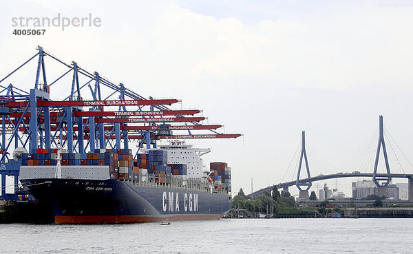 Containerverladung  Köhlbrandbrücke  Hamburg  Deutschland  Europa