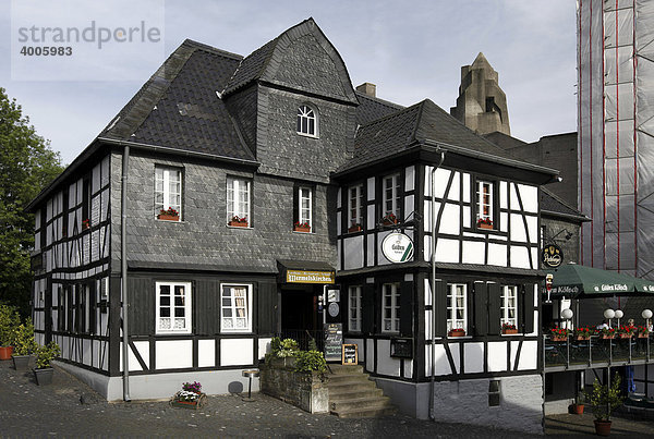 Fachwerkhaus in der Altstadt von Bensberg  Bergisch Gladbach  Rheinland  Nordrhein-Westfalen  Deutschland  Europa