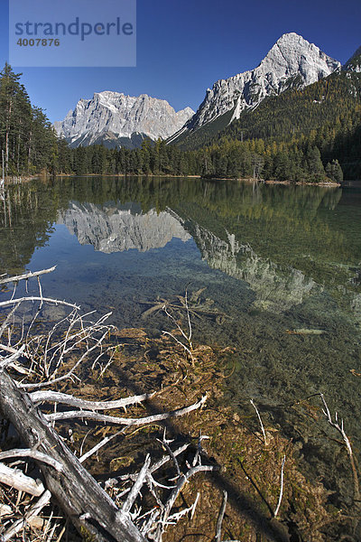 Weißensee bei Biberwier  Fernpass  Zugspitze  Spiegelung  Wettersteingebirge  Tirol  Österreich  Europa