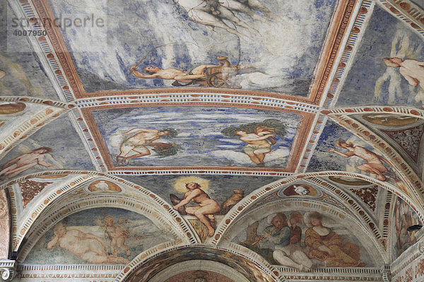 Fresken im Castello del Buonconsiglio in der Loggia del Romanino  Trient  Trento  Trentino  Südtirol  Italien  Europa