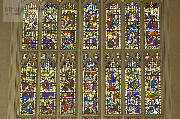 Bath Abbey  Glasfenster  Bath  Somerset  Südengland  England  Großbritannien  Europa