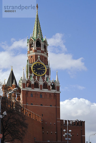 Spasskaya Turm des Kremls  Moskau  Russland