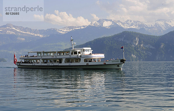 Ausflugsschiff Gotthard auf dem Vierwaldstättersee  Kanton Luzern  Schweiz  Europa Kanton Luzern