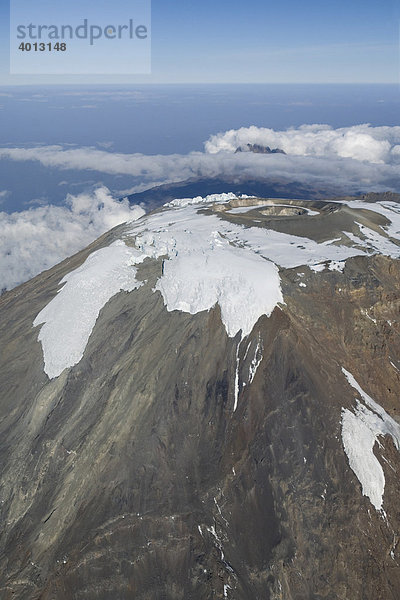 Luftbild Kilimanjaro  5895m  Northern Ice field  Penck Glacier rechts unten  Tansania  Afrika