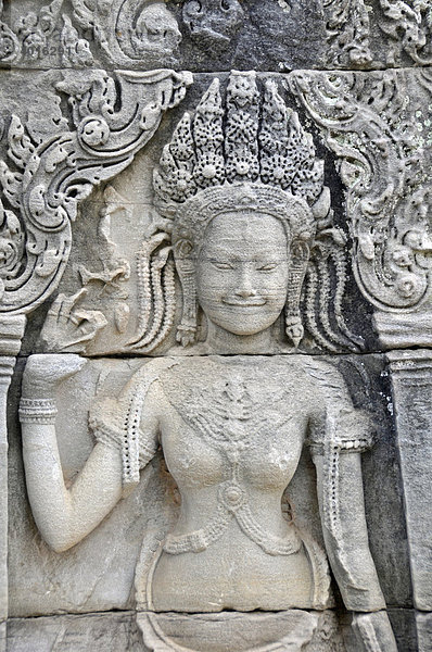 Apsaras am Bayon  Angkor Wat  Kambodscha  Asien