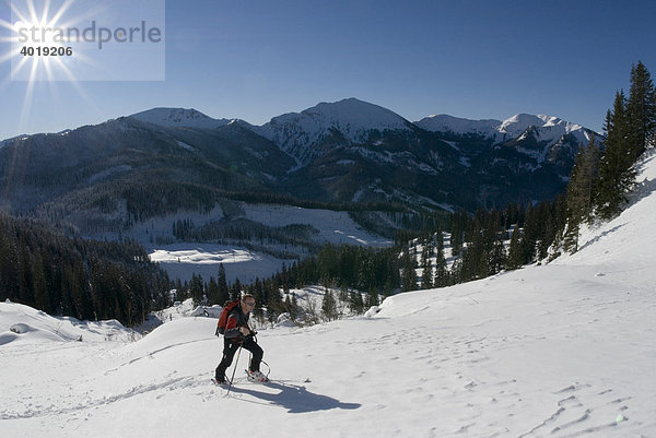 Skitour auf das Stadelfeld  Nationalpark Gesäuse  Steiermark  Österreich  Europa