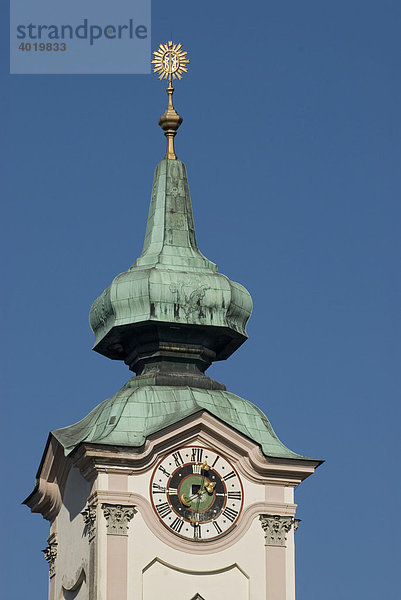 Turmspitze der Michaelerkirche in Steyr  Oberösterreich  Österreich  Europa