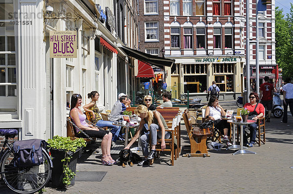 Straßencafe  Amsterdam  Holland  Niederlande  Europa