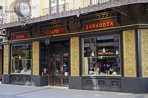 Gran Cafe  traditionelles Cafe  Einkaufsstraße Alfonso  Zaragoza  Saragossa  Aragon  Kastilien  Spanien  Europa