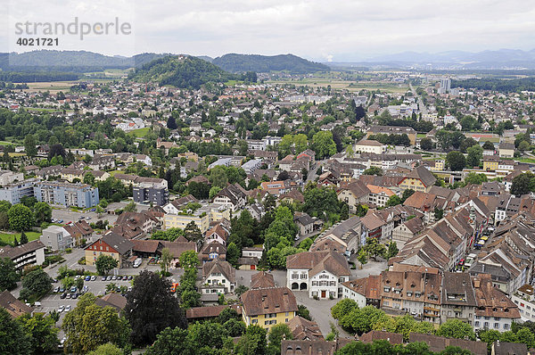 Übersicht  Stadtansicht  Altstadt  Lenzburg  Aargau  Schweiz  Europa