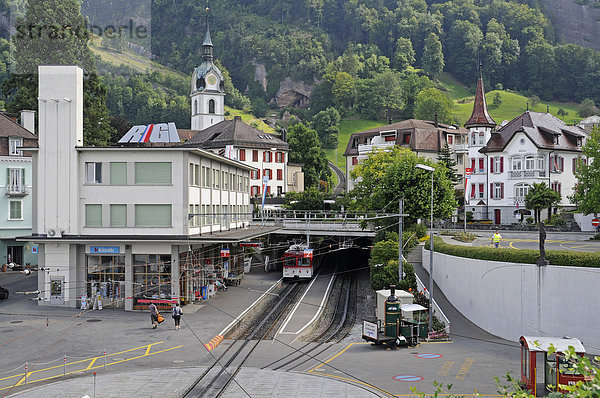 Talstation  Zahnradbahn  Berg Rigi  Vitznau  Kanton Luzern  Schweiz  Europa Kanton Luzern