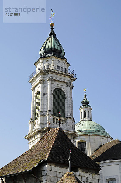 Kirchturm  St Ursen  Kathedrale  Solothurn  Schweiz  Europa
