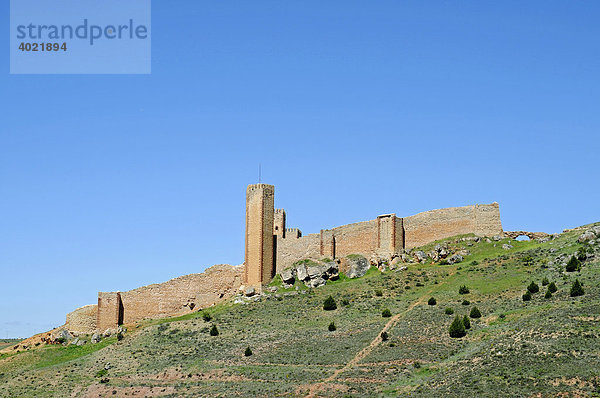 Castillo Alcazar  Burg  Türme  Berg  Molina de Aragon  Kastilien La Mancha  Spanien  Europa