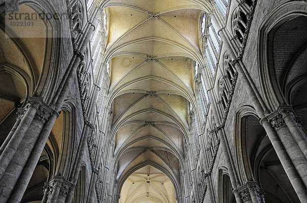 Deckengewölbe  Säulen  Kathedrale Notre Dame  Amiens  Picardie  Frankreich  Europa