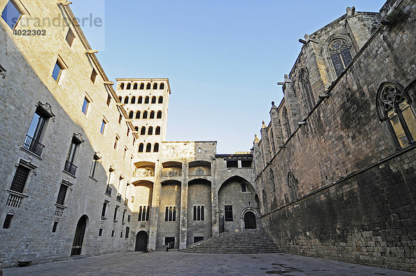 Palau Reial Mayor  Kapelle Santa Agatha  Placa del Rei  Plaza  Platz  Barri Gotic  Barcelona  Katalonien  Spanien  Europa