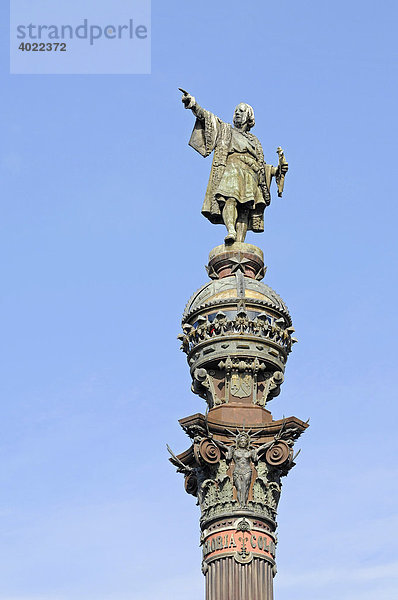 Monument a Colom  Kolumbus Monument  Kolumbussäule  Barcelona  Katalonien  Spanien  Europa