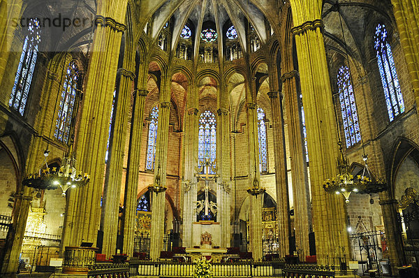 La Catedral  Kathedrale  Innenansicht  Santa Eulalia  Placa de la Seu  Barcelona  Katalonien  Spanien  Europa